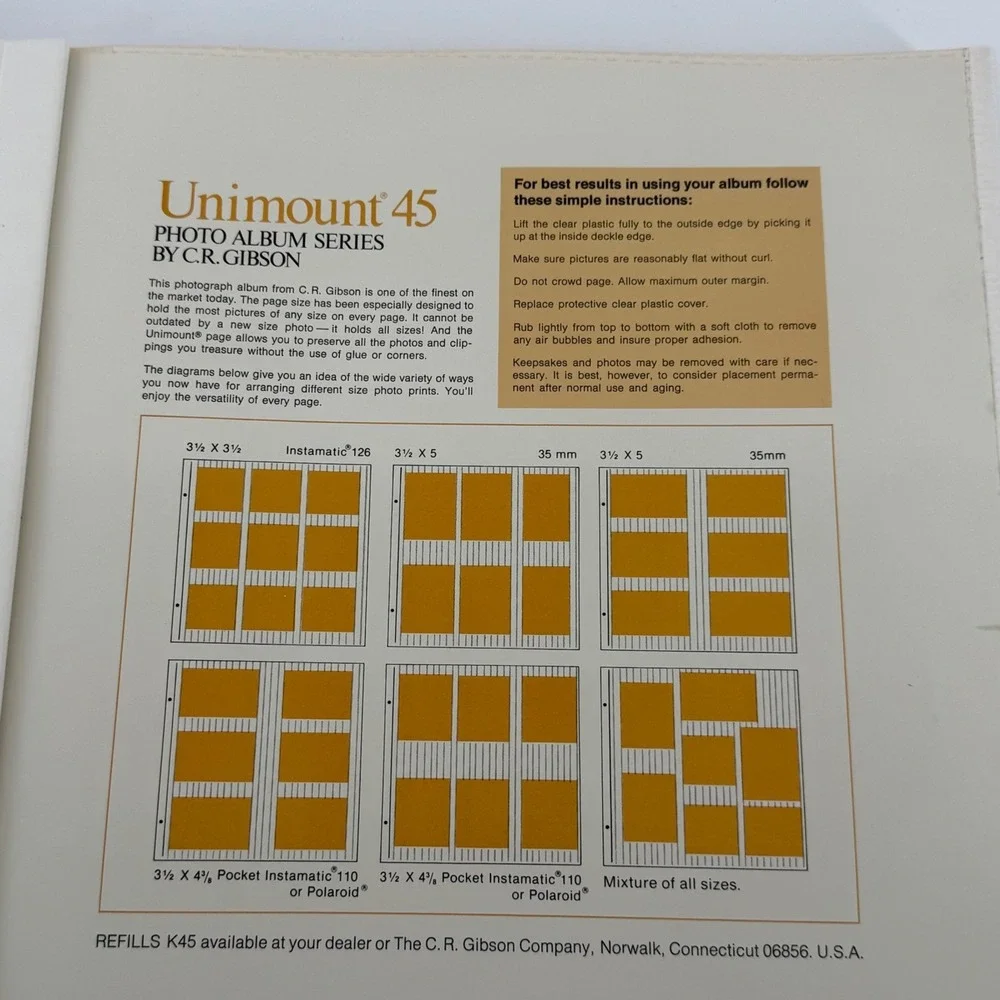 C.R Gibson Unimount 45 Vintage Photo Album Cream Silver Border 20 Magnetic Pages